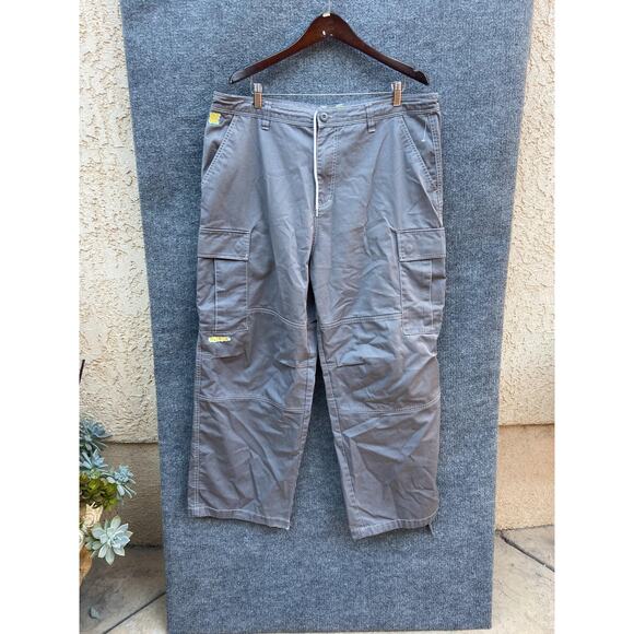 Empyre Cargo Pants Mens 38 Gray Baggy Skater Streetwear Wide Leg Cotton Blend - Picture 1 of 11
